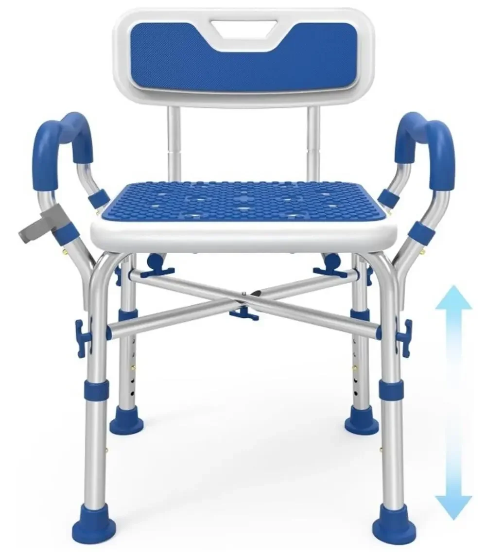 Heavy Duty Adjustable Shower Chair with Arms & Back – 500 lb Capacity